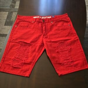 Men's Vibrant Red Jean Shorts